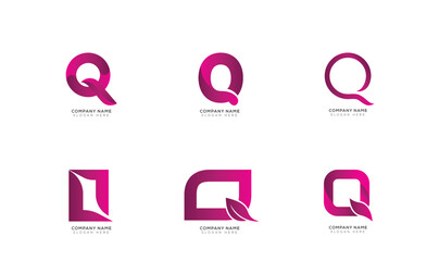 Modern minimal q logo collection with black and white.