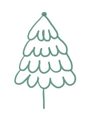 Christmas tree pine line drawing