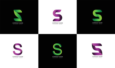 Branding identity letter s logo collection with black and white