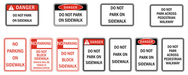 Parking sign and labels do not parking on sidewalk