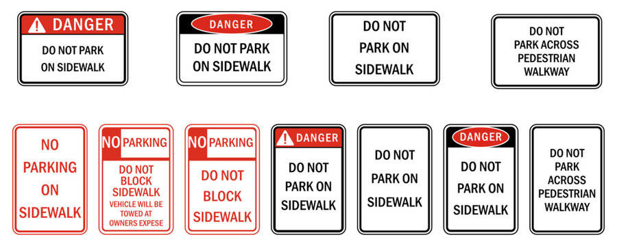 Parking sign and labels do not parking on sidewalk