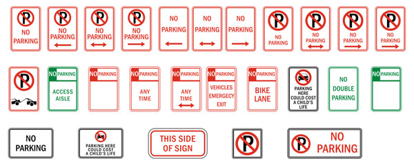 No parking sign set vector