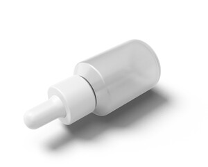 Blank clear dropper bottle packaging with transparent background. 3d render.