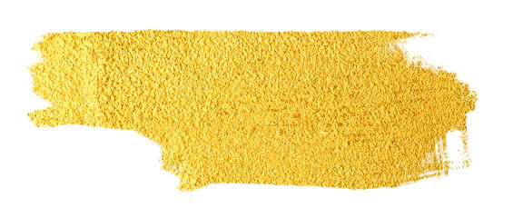 Golden stroke effect brush color painting. Hand drawn brush stroke abstract art.