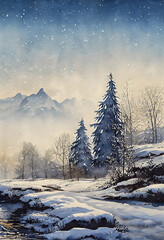 Watercolor Background for Winter