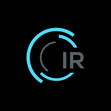 IR logo monogram isolated on circle element design template, IR letter logo design on black background. IR creative initials letter logo concept. IR letter design.
