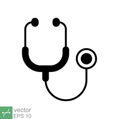 Stethoscope cardio device icon. Simple solid style. Medical, doctor equipment, health heart, hospital, healthcare concept. Glyph vector illustration isolated on white background. EPS 10.