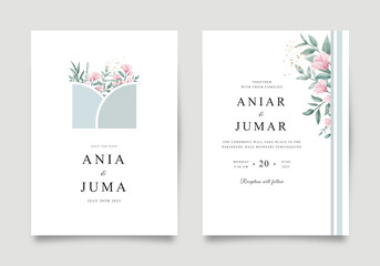 Elegant wedding invitation with floral decoration