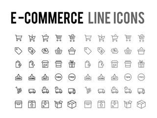 Online shopping line icon collection set - app, mobile, web - 546151987