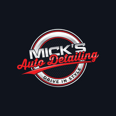 mick automobile detailing circular badge logo