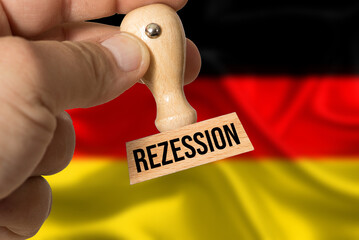 Flagge von Deutschland und Stempel Rezession