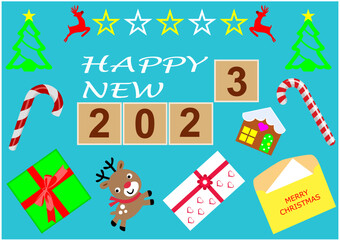 Happy New Year 2023 background with presents