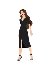 Fototapeta premium Business women collection. Vector illustration of standing cartoon women in fashion outfits. Isolated on white background.