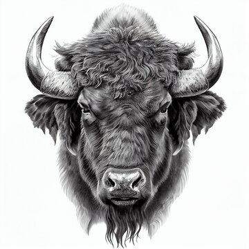 Buffalo head drawing generated with Artificial Intelligence