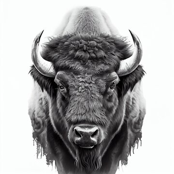 Buffalo head drawing generated with Artificial Intelligence