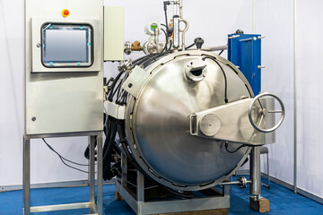Automatic autoclave retort sterilization in food industry for manufacturing process and plc...