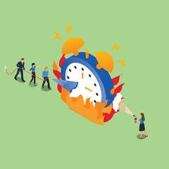 Fototapeta premium Time Lack, Deadline, Stress isometric 3d vector illustration concept for banner, website, illustration, landing page, flyer, etc.