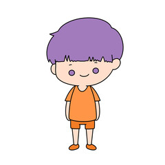 Boy posing for a photo color illustration.