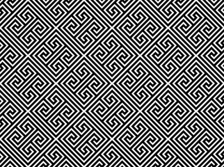 Diagonal Greek Key style repeating pattern in black outline, PNG transparent background