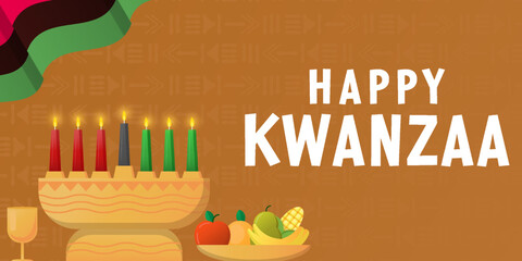 gradient happy kwanzaa horizontal banner illustration