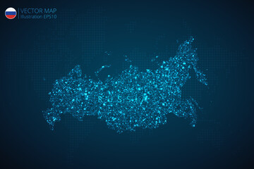 Map of Russia modern design with abstract digital technology mesh polygonal shapes on dark blue background. Vector Illustration Eps 10.