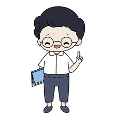 Teacher holding a book color illustration.