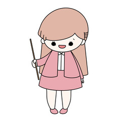 Teacher holding a stick color illustration.