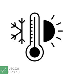 Weather temperature thermometer icon. Simple solid style sign for web and app. Thermometer with cold and hot symbol. Glyph vector illustration isolated on white background. EPS 10.