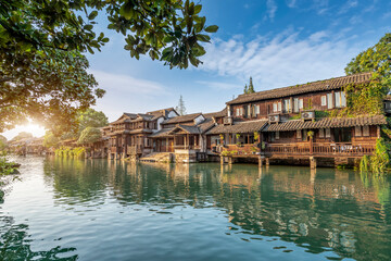 Close-up of ancient dwellings in Wuzhen, China