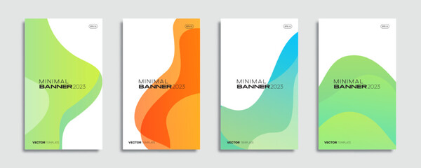 Set the banners design template. Abstract gradient shapes composition for business, event, and social media promotion. Vector, 2023