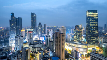 Fototapeta premium Aerial photography of Wuxi city skyline at night
