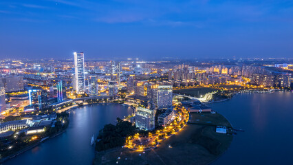 Fototapeta na wymiar Aerial photography Suzhou city buildings skyline night view
