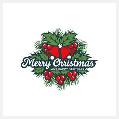 Christmas and Happy New Year logo vector Typography