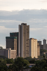 Fototapeta premium A skyline of modern concrete high rise skyscrapers in the suburb of Kandivali East in the city of Mumbai.