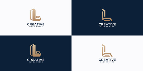 set of building logo with initial l design