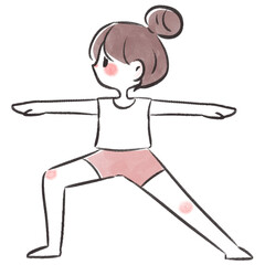 Female yoga hand drawn illustration in minimalist cartoon design