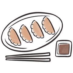 Gyoza hand drawn illustration in minimalist cartoon design