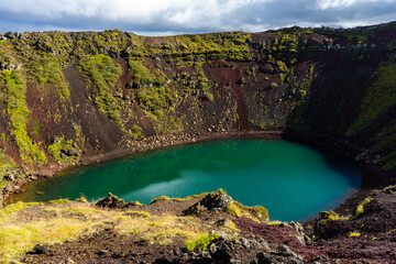Dramatic Kerid Crater, Iceland