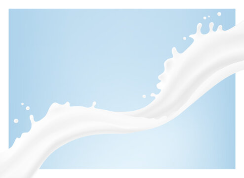 White wave along curves with drips and splashes. Vector illustration. Can be use for your design. Great for imaging milk, cream and other white liquids. EPS10.	