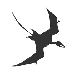 pterodactyl black silhouette logo vector icon illustration isolated on white background © T
