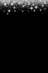 Silver glitter border with sparkles. Vector illustration