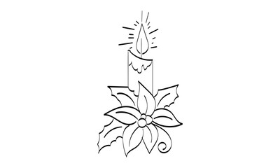 Vintage Holiday Icon. Hand Drawn outline Christmas Illustration. Vector element for Christmas Design