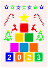 Christmas tree with presents isolated on pink background
