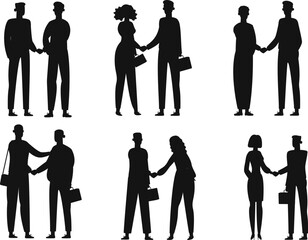 Business people's hand shaking isolated vector Silhouette
