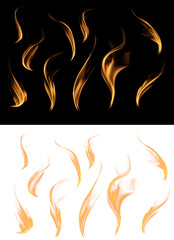 flame fire with different design transparent background.	