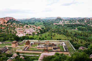 Beautiful view of achyutaraya temple from matanga hill hampi karnataka india. unesco world heritage site