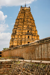 View of Virupaksha temple main gopuram or gopura hampi karnataka india. unesco world heritage site