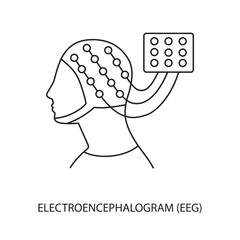 Electroencephalogram line icon in vector, illustration electroencephalography.