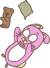 Sleepy Bunny Vector Illustration Fall out from bed