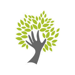 Obraz premium Tree hand logo icon design